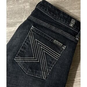7 For All Mankind Vintage Flynt Boot Stretch Low Rise Black Jeans SZ 28 (30x31)